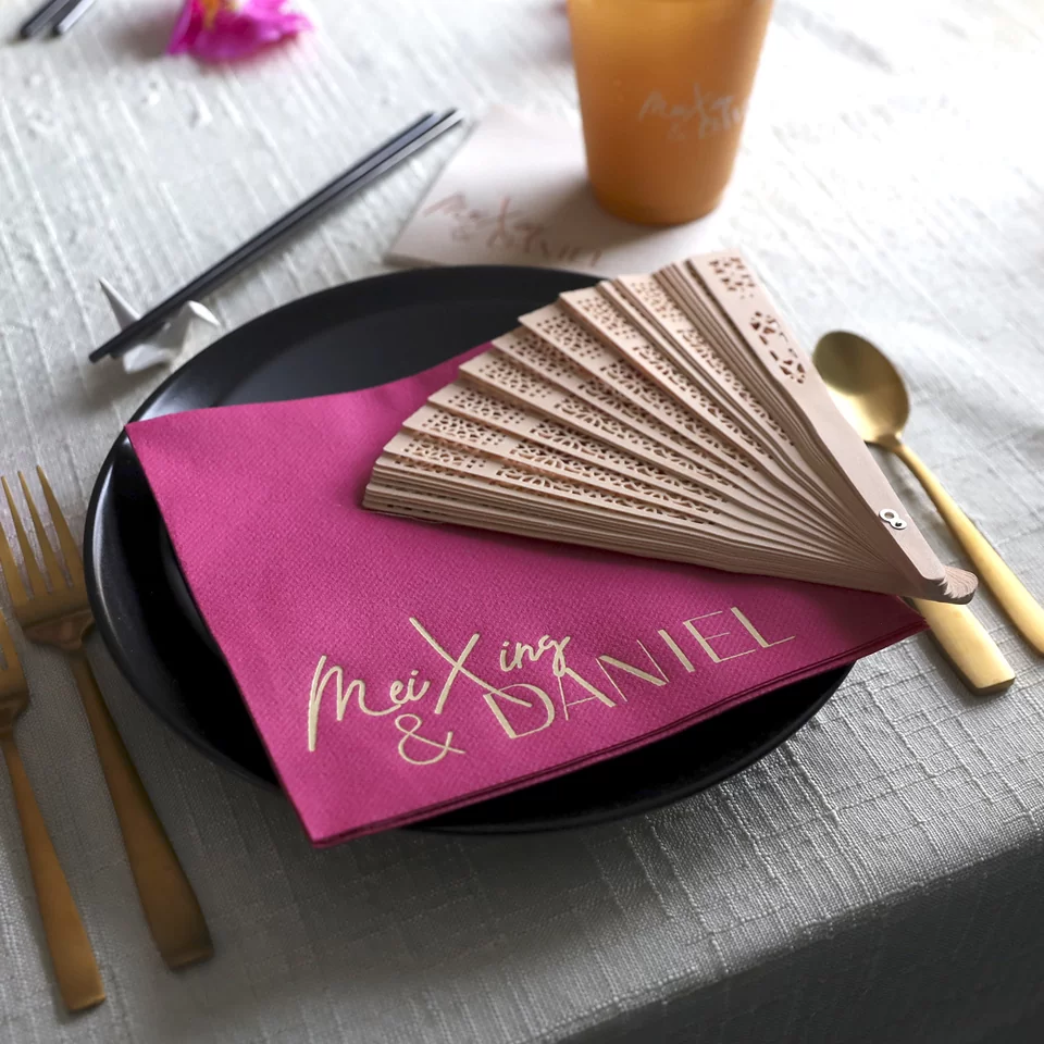 White Lotus Wedding Dinner Napkin