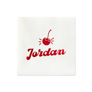Our Happy Cherry Napkins are a charming addition to your next party and boast a delightful vibrant cherry motif above a line of personalized text displayed in a vintage style font. Whether you're hosting a birthday bash, a bridal shower, or a summer picnic, these personalized napkins will add a unique and stylish flair to your celebration, making every guest feel special.
