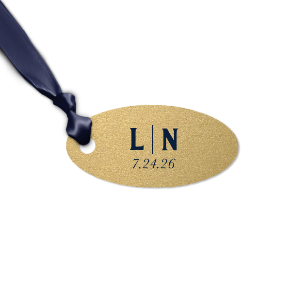 Our custom Stardream Champagne Heart Gift Tag with Matte Navy Foil Color can't be beat. Showcase your style in every detail of your party's theme!