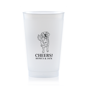 Invite man's best friend to your wedding with the Golden Retriever Wedding Cup. Featuring an adorable picture of a golden retriever, you can personalize this cup with the couple's names for a wedding. 