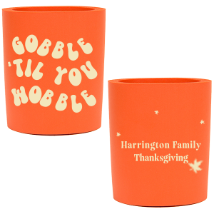 Keep your beverages chilly as the weather outside with the Gobble Til You Wobble Can Cooler. Stylish and functional for keeping your drinks refreshing, the neoprene cooler can be personalized to showcase your unique taste, making it an ideal souvenir for a memorable holiday season.