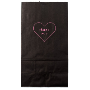 Our beautiful custom Ivory Party Bag with Matte Ballet Pink Foil has a Thank You Heart graphic designed by Martha Stewart Weddings. Send guests home with a sweet treat in style!