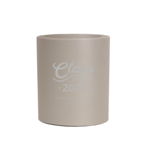 Keep the party cool with the Swirly Graduation Can Cooler. Bursting with energetic swirls and celebratory sparks, this fun design captures the excitement of graduation. The word "Class" is underscored by a swirling flourish, with the graduation year and space for the name and school below. Perfect for toasting the graduate’s big achievement.