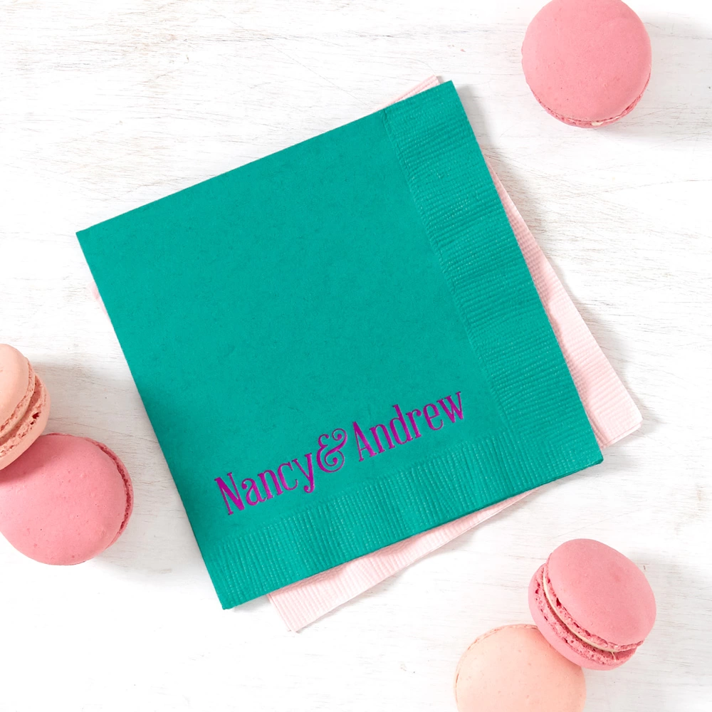 custom Bold Modern Names wedding napkins