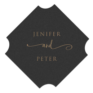 Embrace elegance with the Stylish Symmetry Name Coaster design, where the bride and groom's names elegantly unite through a lavish, swirling 'and'. This captivating design, with its formal and artistic font, adds a touch of sophistication to wedding celebrations, symbolizing a beautiful union in style.