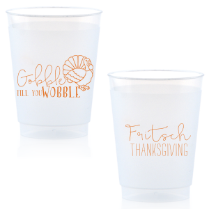 The ever-popular Matte Tangerine Ink 16 oz Frost Flex Cup with Matte Tangerine Ink Print Color has a Live Turkey graphic and is good for use in Holiday, Thanksgiving themed parties and can't be beat. Showcase your style in every detail of your party's theme!