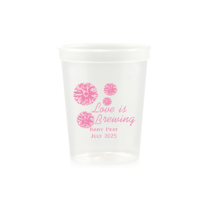 Our Love Is Brewing Flower Cup has a Wild Flower Napkin graphic and is good for use in Cid Pear themed parties and can be personalized to match your party's exact theme and tempo.