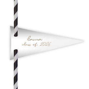 Add a personalized touch to your celebratory drinks with the Graduation Soiree Sip Straw Tag, elegantly inscribed with the grad's name and year of graduation in a sleek script font. A modern and stylish detail for sipping in honor at any classic graduation gathering.