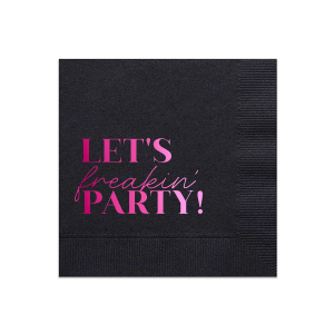 Personalized Black Cocktail Napkin with Shiny Fuchsia Foil can't be beat. Showcase your style in every detail of your party's theme!