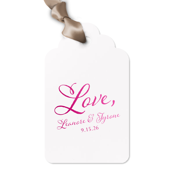 Our custom Poptone Peach Arch Gift Tag with Shiny Fuchsia Foil can be personalized to match your party's exact theme and tempo.