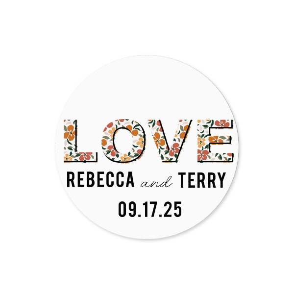 Our custom White Small Round Label with Matte Black Ink Digital Print Colors and Matte Lipstick Red Ink Digital Print Colors will give your party the personalized touch every host desires.