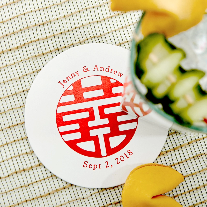 double happiness wedding drink coasters