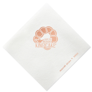Celebrate Mardi Gras in style with this custom Mardi Gras napkin. Featuring a fun king cake graphic, this napkin will be a hit at your party. 