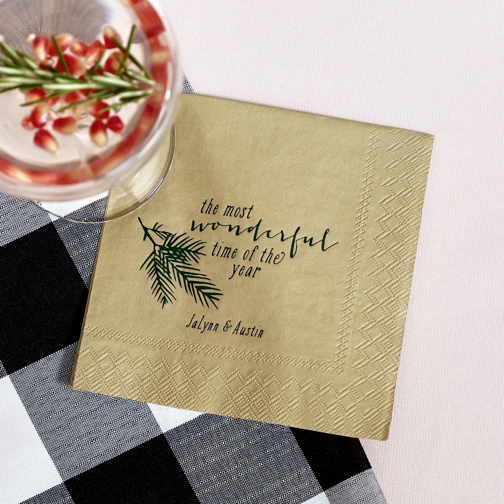 Design holiday themed cocktail napkins for your gatherings large and small this Christmas season