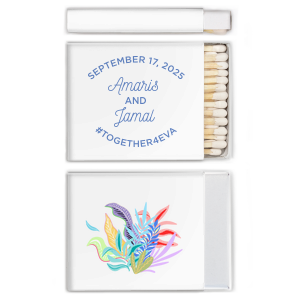 Our custom White Square Custom Photo Matchbox with Matte Periwinkle Ink Digital Print Colors and Matte Slate Gray Ink Digital Print Colors will impress guests like no other. Make this party unforgettable.