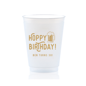 Raise a glass—and a laugh—with the Hoppy Birthday Frost Flex Cup! Featuring vibrant "Hoppy Birthday" text and a foaming beer mug, it’s the ultimate brew-themed bash accessory. Customize with the celebrant’s name for cheers guaranteed from every sip!