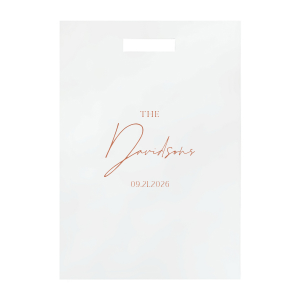 Present your guests with the Boho Terracotta Wedding Favor Box, an embodiment of autumn elegance from the Boho Terracotta Wedding collection. The word "The" graces the top in a timeless serif font, creating a prelude to the new couple's last name, which you can personalize in an exquisite script. Beneath, the date of your wedding or event is inscribed, offering a perfect vessel for favors or leftover treats in a design that reflects the rich, moody palette of a chic fall ceremony.