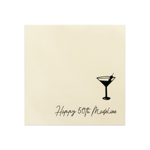 Martini Glass Script Birthday Napkin