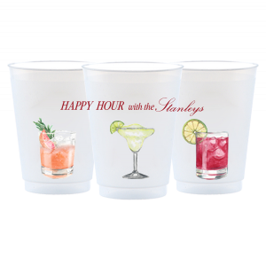 Happy Hour Full Color Cup is perfect for home entertainment and other momentous occasions. The full color screen-printed cup features your choice of customizable text.
