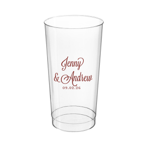 Sip in style with the Formal Names Swirly Script Cup, where elegance meets celebration. The couple's names take center stage, rendered in a beautiful script full of curls and swirls. This convivial design, completed with the event date, adds a touch of sophistication, making every drink a part of the joyous occasion.