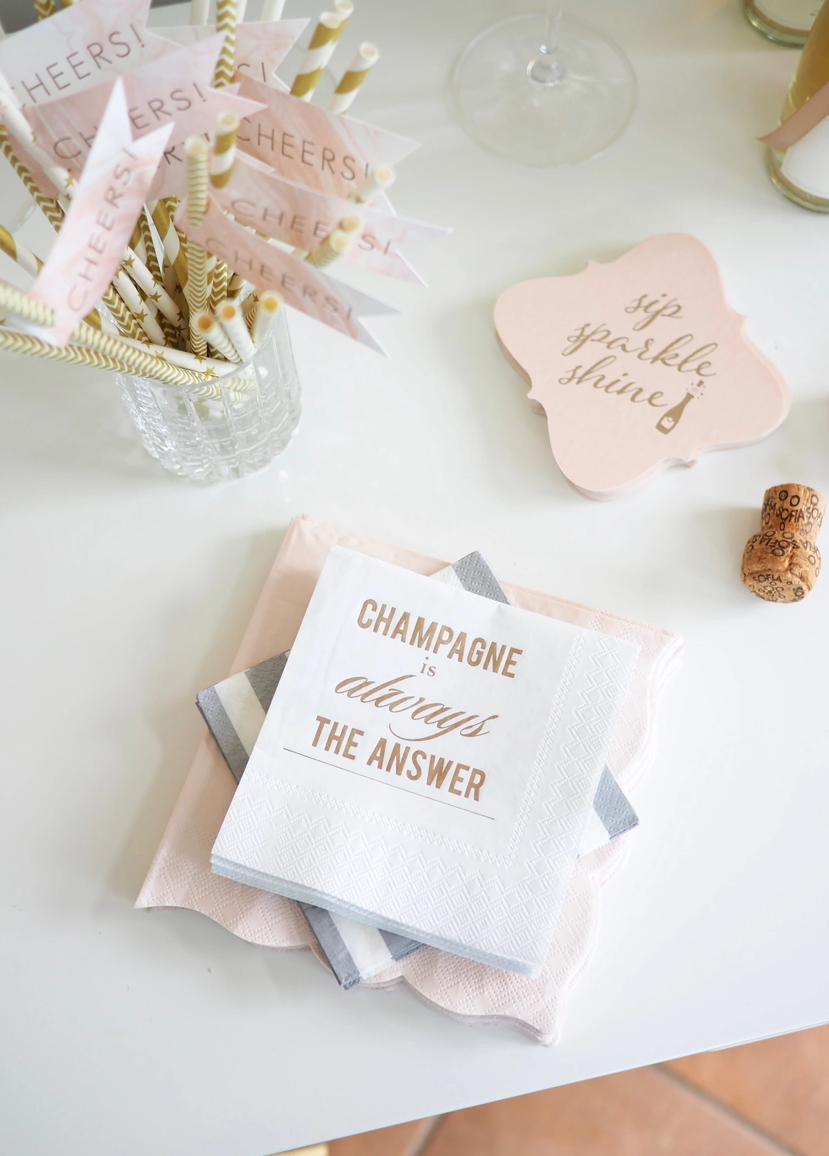 personalized shimmer cocktail napkins
