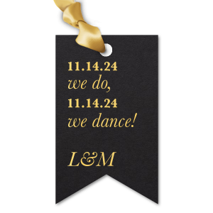 Our beautiful custom Natural Black Arch Gift Tag with Shiny 18 Kt Gold Foil will add that special attention to detail that cannot be overlooked.