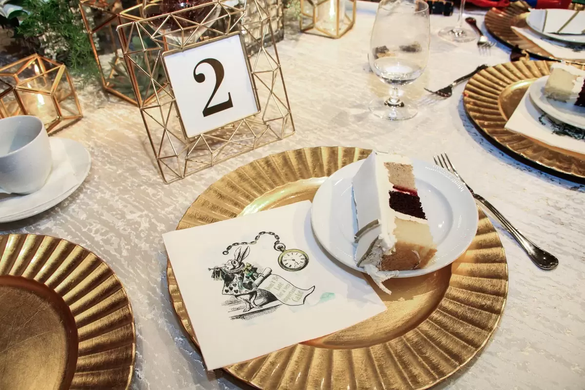 custom full color napkin for Alice and Wonderland wedding cake