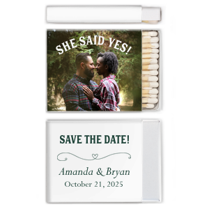 Our custom White Square Custom Photo Matchbox with Matte Spruce Ink Digital Print Colors and Matte White Ink Digital Print Colors has a Simple Heart Flourish graphic and is good for use in Frames, Hearts, Wedding themed parties and couldn't be more perfect. It's time to show off your impeccable taste.