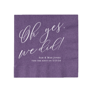 Oh yes, we did! Celebrate your wedding day with this custom cocktail napkin. 
