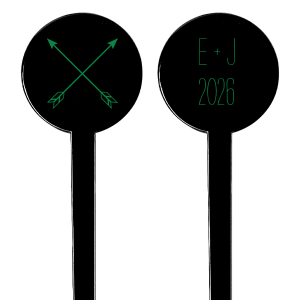 Blend your drinks with symbolism using the Arrow Monogram Stir Stick, where crossed arrows celebrate paths united. The couple's initials and event year on the flip side add a personalized mark to this emblem of conjoined destinies and shared hearts.