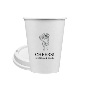 Invite man's best friend to your wedding with the Golden Retriever Wedding Cup. Featuring an adorable picture of a golden retriever, you can personalize this cup with the couple's names for a wedding. 