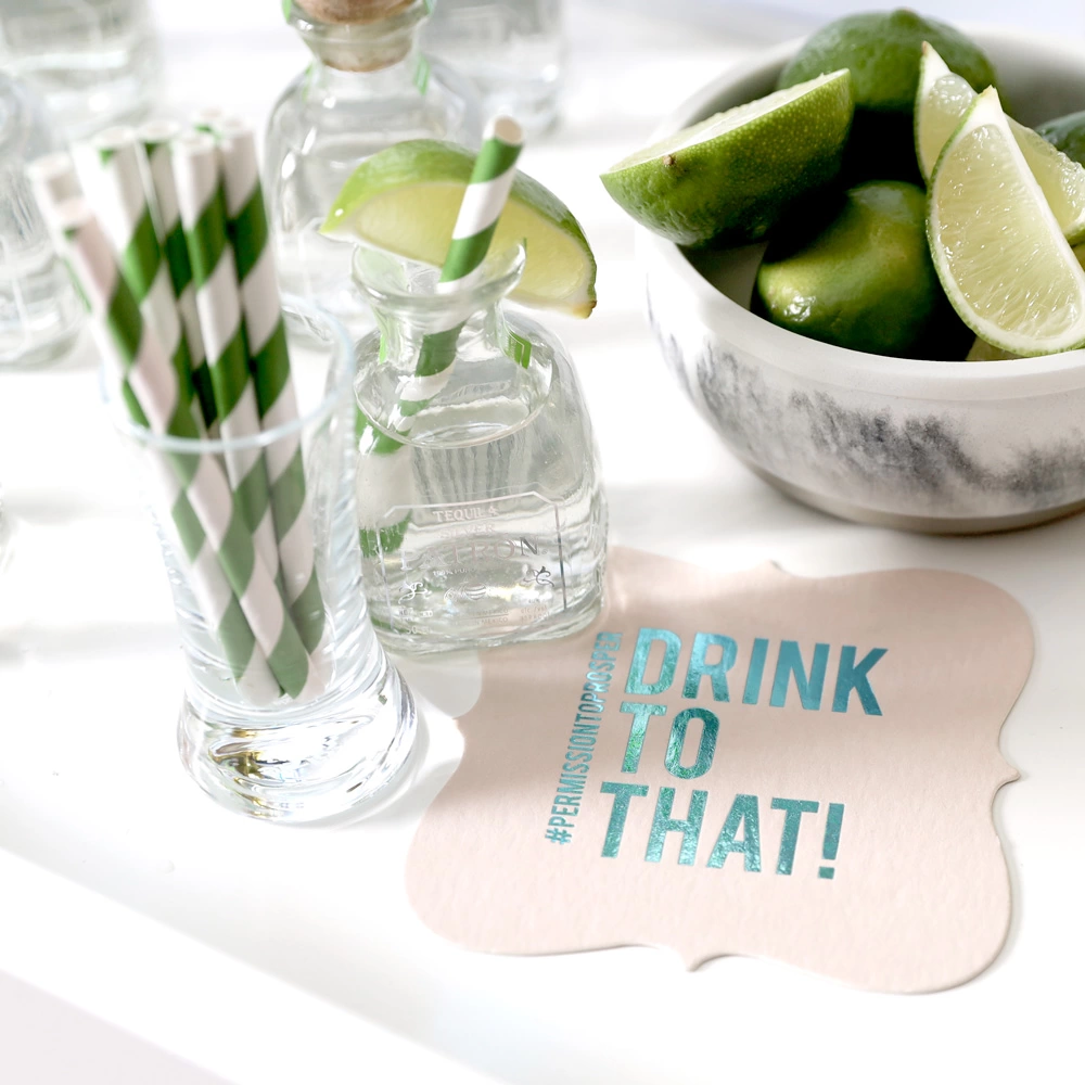 bachelorette party bar cart custom coasters