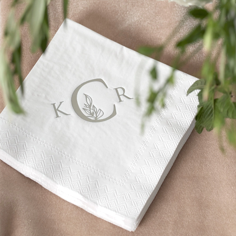 personalized monogram cocktail napkin for romantic fall wedding