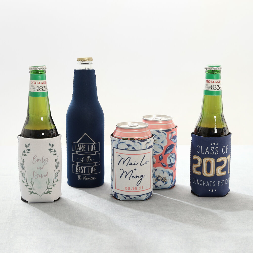 custom koozies are a fab personalized wedding favor