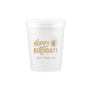 Raise a glass—and a laugh—with the Hoppy Birthday Stadium Cup! Featuring vibrant "Hoppy Birthday" text and a foaming beer mug, it’s the ultimate brew-themed bash accessory. Customize with the celebrant’s name for cheers guaranteed from every sip!