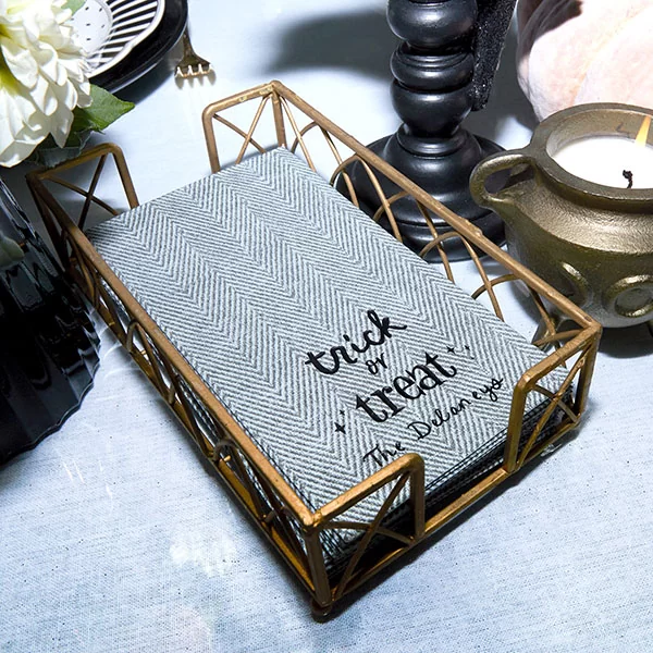 Starry Trick Or Trick Napkin placed in holder