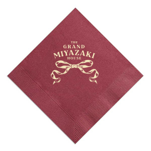 Personalize this romantic napkin! Featuring a beautiful bow design, you can customize the text with your family name or the name of your event. 