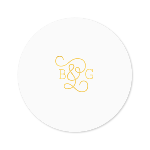Our custom White Small Round Label with Shiny 18 Kt Gold Label Print Colors will impress guests like no other. Make this party unforgettable.