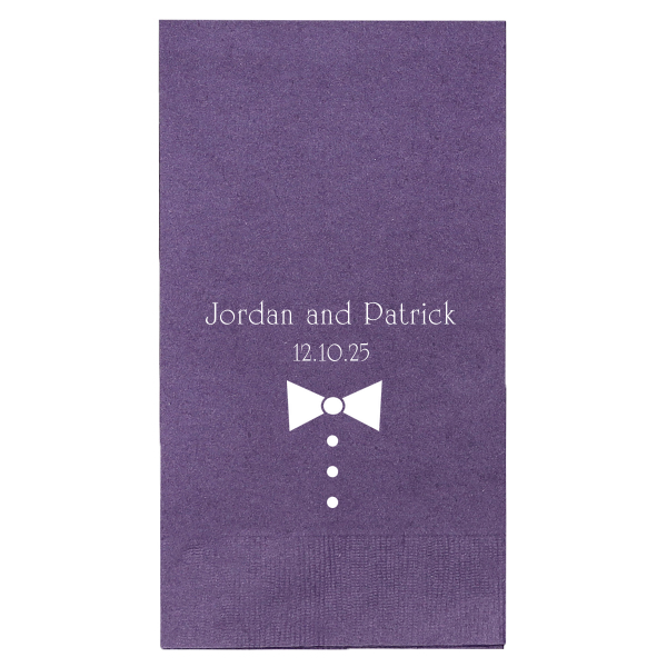 Personalized Kraft Cocktail Napkins - 2 Color with Matte White Foil and Matte Black Foil has a Tux graphic and is good for use in Trendy and Wedding themed parties and will make your guests swoon. Personalize your party's theme today.