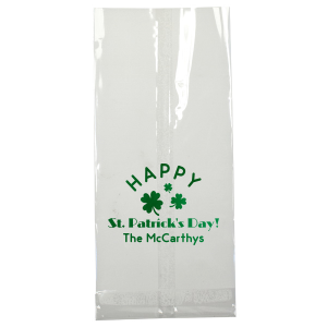 Our personalized White Gloss Goodie Bag with Shiny Leaf Foil has a Clovers graphic and is good for use in St. Patricks Day and Holiday themed parties and will give your party the personalized touch every host desires.