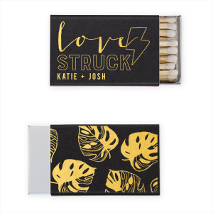 Custom Natural Black 30 Strike Matchbook with Shiny 18 Kt Gold Foil has a Lightening Bolt graphic and is good for use in Birthday, Kid Birthday, Accents themed parties and will make your guests swoon. Personalize your party's theme today.