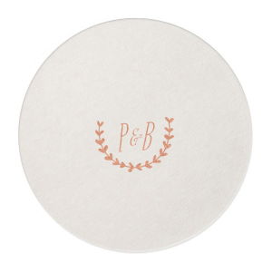 Our custom Eggshell Round Coaster with Shiny Rose Gold Foil has a Branch 1 graphic and is good for use in Frames themed parties and can be customized to complement every last detail of your party.