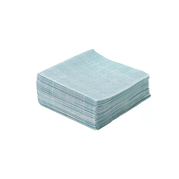 Stack of Crosshatch Turquoise napkins