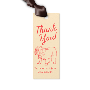 ForYourParty's chic Poptone Pastel Pink Luggage Gift Tag with Satin Copper Penny Foil has a Bulldog graphic and is good for use in Animals themed parties and will give your party the personalized touch every host desires.