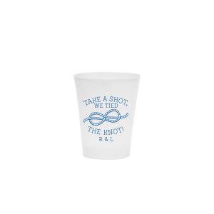 Personalized Matte Slate Gray Ink Plastic Cup with Matte Slate Gray Ink Screen Print has a Knot graphic and is good for use in Wedding themed parties and can be personalized to match your party's exact theme and tempo.