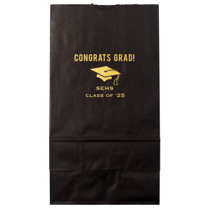 Our beautiful custom Navy Classic Gift Bag with Shiny 18 Kt Gold Foil has a Cap graphic and is good for use in Graduation themed parties and will look fabulous with your unique touch. Your guests will agree!