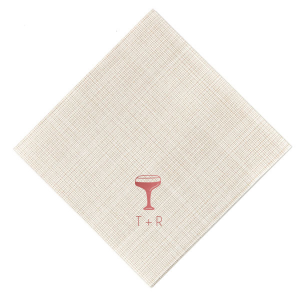 Elevate your celebration with the Minimal Cocktail Glass Napkin, featuring the elegant silhouette of a cocktail glass. Below the chic design, tailor this essential with your initials, making it a perfect addition to weddings, engagement parties, or milestone birthdays.