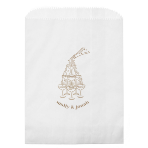 Bring home a true crowd pleaser with the Classic Champagne Tower Bag. The highly stylish bad is also highly functional and available in a wide variety of styles to suit nearly any event. Choose custom colors to make your product pop to the delight of honored guests. 