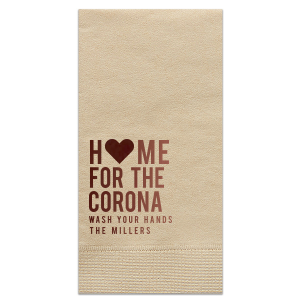 Embrace wellness with cheer – the Home for the Corona Guest Hand Towel design pairs a heartwarming play on words with a gentle nudge to wash up. It’s a charming blend of care and hospitality, perfect for making guests feel both safe and welcomed.