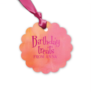 ForYourParty's personalized Watercolor Hibiscus Butterfly Gift Tag with Shiny Fuchsia Foil are a must-have for your next event—whatever the celebration!